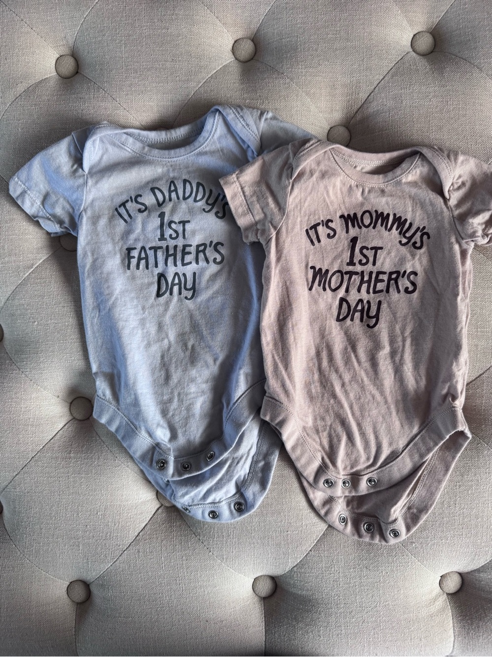 The Children's Place Blue & Pink '1st Mother's Day / Father's Day' Baby Onesies